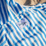 blue and white striped baby beach poncho with hood